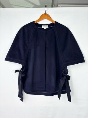 Charlotte Brody Wool Calla Lily‎ Blazer Jacket Navy Blue Size M/L USA